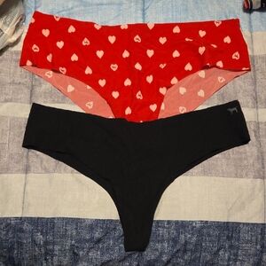 Red Heart and Black Panty Set